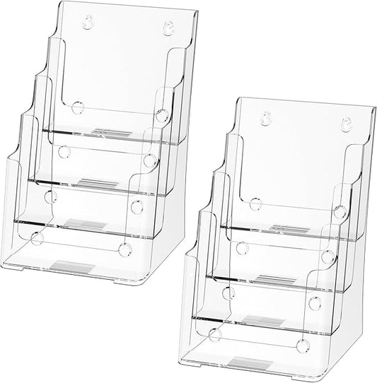 zavekia 4 Tier 6x9 inch Acrylic Brochure Holder, Clear Literature Organizer Magazine Stand, Magazine Holder,Flyer Holder (2)