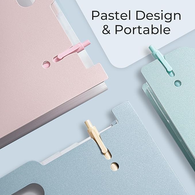 Y YOMA 2 Pack Expanding Magazine Holder with 13 Pockets | Portable Desktop Plastic Self Standing Accordion File Organizer for A4 Letter Size Document Storage Home Office School, Pink