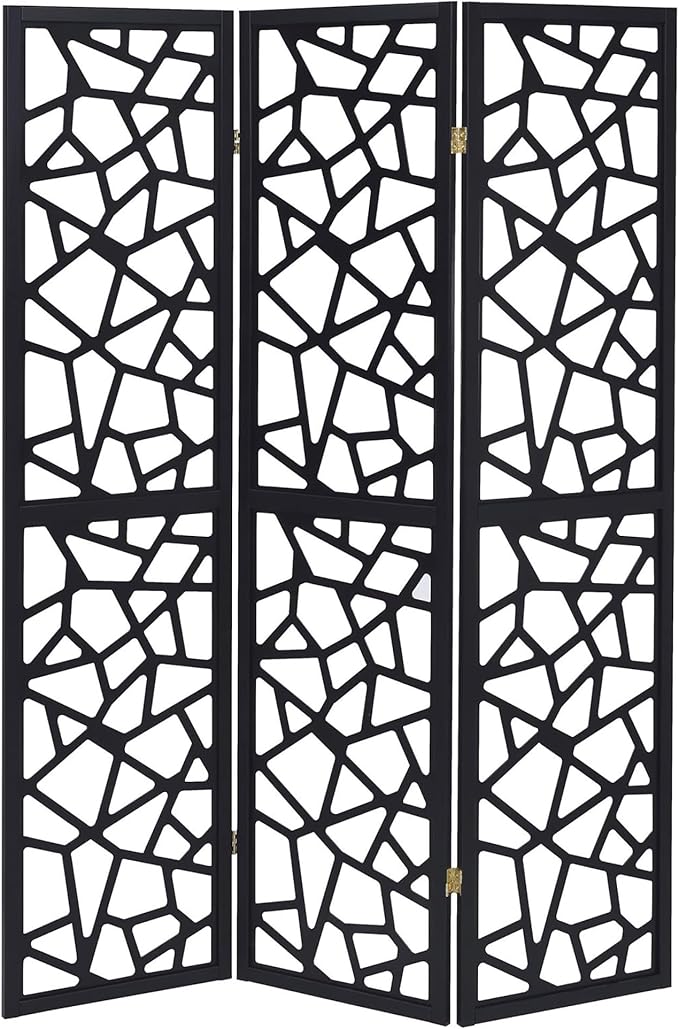 NicBex Room Divider 3 Panel Room Dividers with Complex Pattern Designs Partition Room Dividers and Folding Privacy Screens Wall Divider for Home, Office, Room Separation,52"W x 0.75"D x 70.25"H, Black