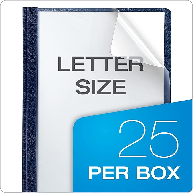 Oxford Premium Clear Front Report Cover, Letter Size, Dark Blue, 25 per box (58802EE)