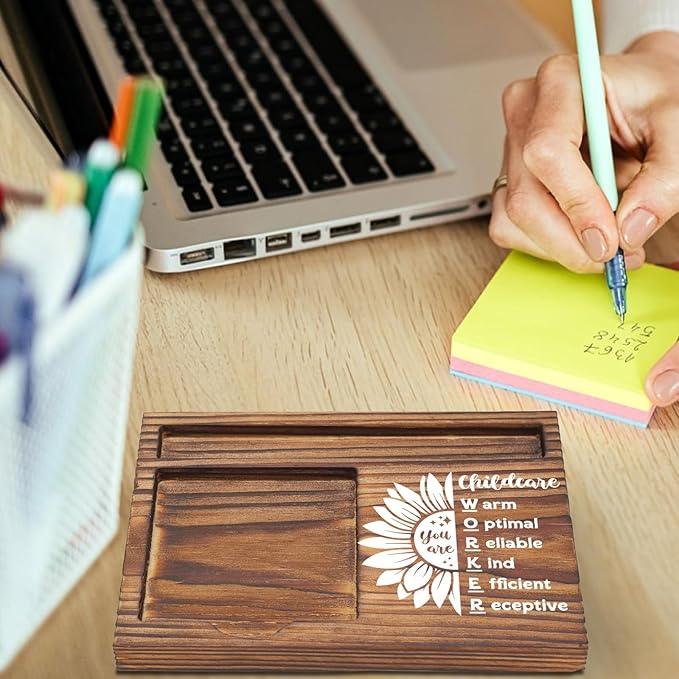 Childcare Worker Sticky Note Holder, Thank You Appreciation Gifts for Childcare Workers, Daycare Office Employee Recognition Desk Organizer TZP116