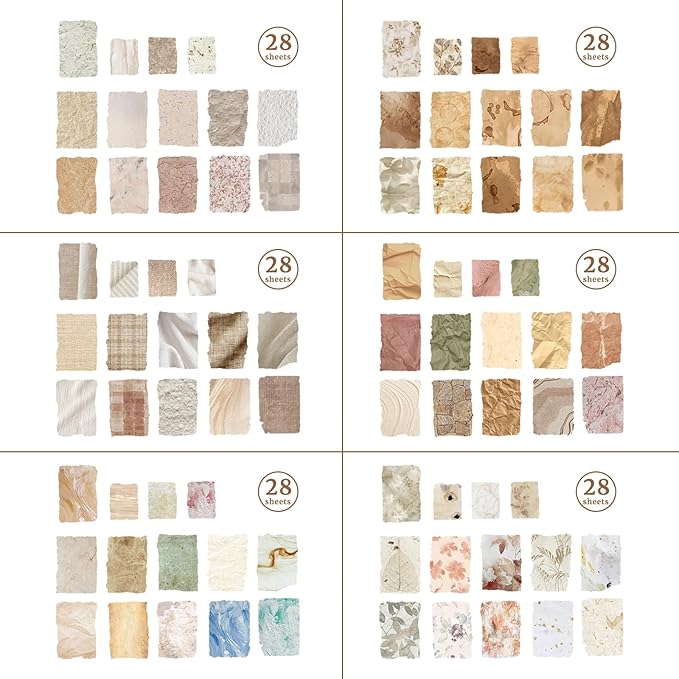 168 Sheets Scrapbook Paper and Embossed Textured Paper Assorted Set,Mixed Media Collage for Scrapbooking, Junk Journals, Card Making and Decoupage,3.5x5 Inch