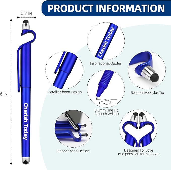 10 Pcs Motivational Ballpoint Pens Batch, Office Snarky Phone Holder and Touch Screen Stylus Pen, Black Ink Encouragement Quotes,Inspirational Gifts for School and Corporate Office Supplies