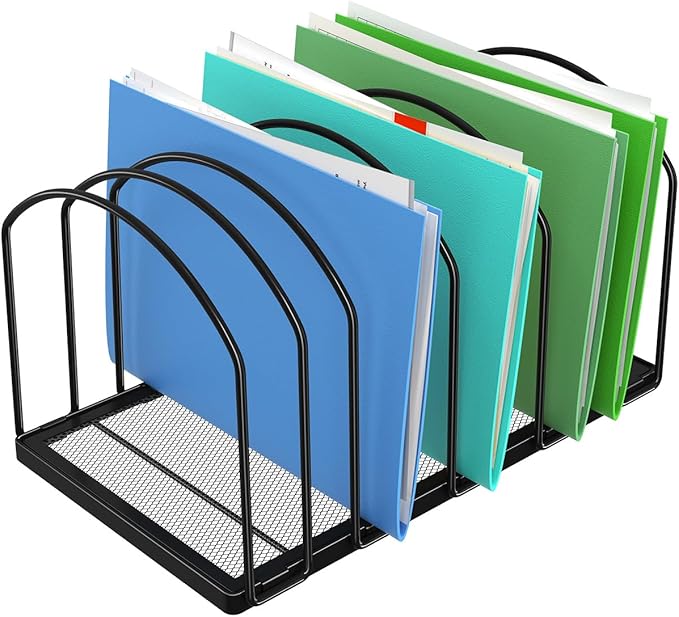 Simple Trending 9 Section Metal File Sorter Organizer for Desk, Vertical File Folder Stand for Home Office, Black