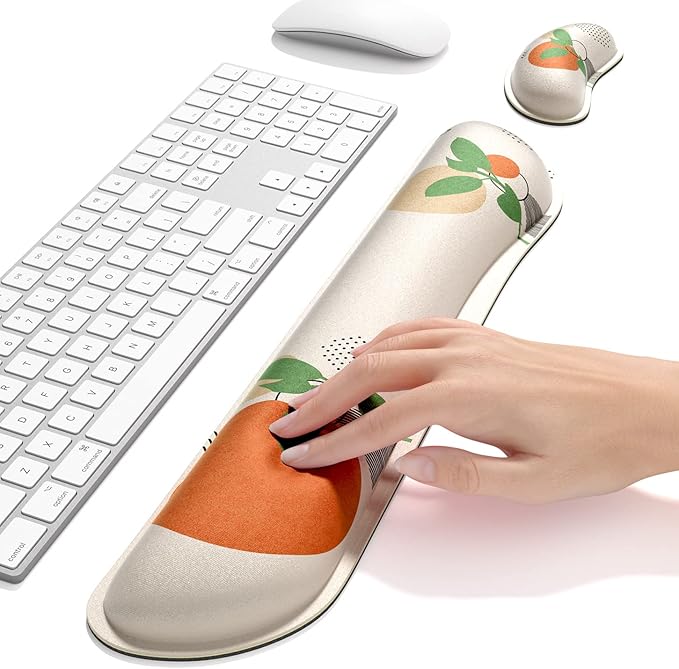 Dapesuom Enlarge Keyboard Wrist Rest, Memory Foam Wrist Cushion for Desk Mats Support, Typing Pain Relief Keyboard Mouse Pad Rests Set with Non-Slip Base for Gaming Laptop Office Computer, Painting