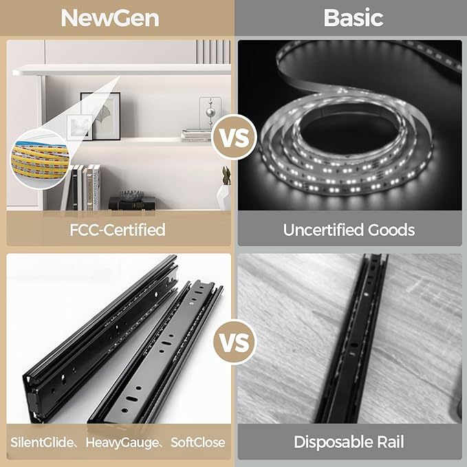 Modern Reception Desk with LED Lights - 59" Front Desk Reception Counter with Dual Display Shelves & Hidden Cable Management, Lockable Drawer & Storage Cabinet for Office, Salon, Spa, Retail, Left