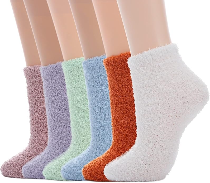 Womens Fuzzy Socks Microfiber Soft Cozy Warm Slipper Sleeping Winter Sock Fluffy Cabin Plush Stocking Stuffers