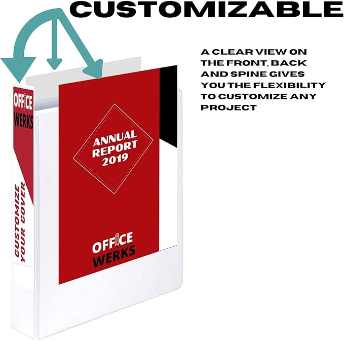 3 Ring Binder, 3" Angle D Ring Heavy Duty Binder with Pockets for 8.5" x 11" Sheet Size, Durable Non-Stick Customizable Clear View Cover (White)