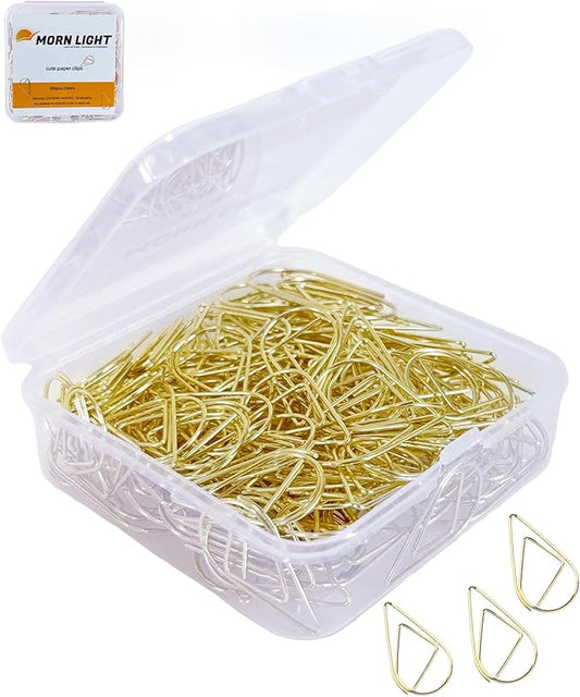 200 Pcs Teardrop Paper Clips Bulk,Stainless Steel Rust-Resistant Paperclips for Wedding Invitations, 3X Stronger Hold with Mirror Polish (Gold, 1inch)
