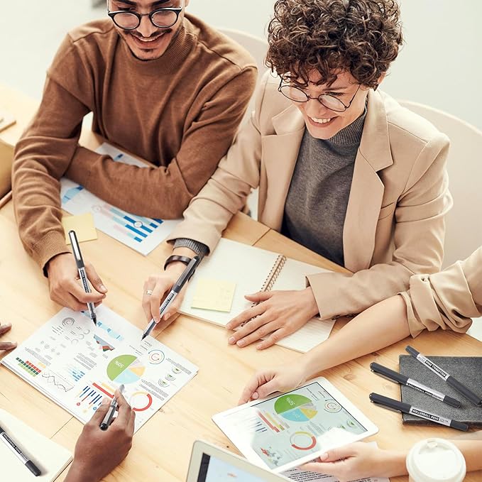 Shuttle Art Rollerball Pens, 10 Pack 0.5mm Extra Fine Point Black Liquid Ink Pens, Quick Drying & Long Lasting Pens Black Ink for Writing, Journaling, Notes Taking, School Office Supplies