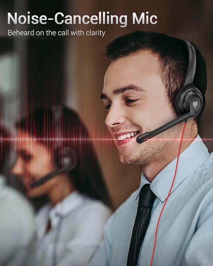 NUBWO HW02 USB C/3.5 Headset with Microphone,Computer Headset with in-line Mute & Volume Control,Wired Headset for Laptop,Skype,Zoom,Call Center,Meetings,Webinar,Home, Black, HW02C-WY-NUBWO-BLACK