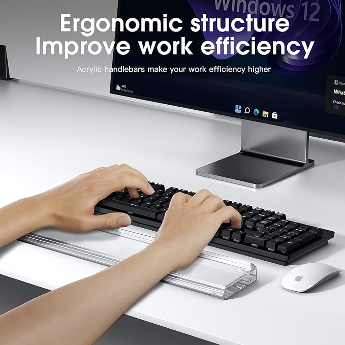 Acrylic Keyboard Wrist Rest，Mechanical Keyboards Ergonomic Palm Rest for Computer Keyboard,Anti-Slip Base,Wrist Pad for Laptop,Suitable for Offices, Homes, Games, Laptops and Computers Easy Typing