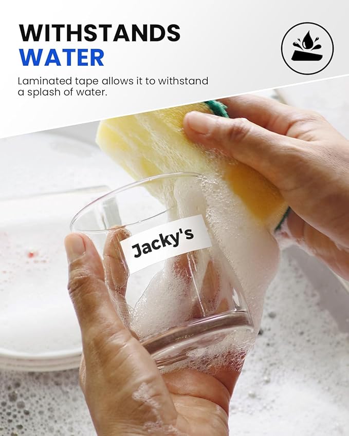 Colorty 18mm 0.7 Laminated White Tape TZe-241 Replacement for Brother Label Maker Tape 18 mm P-Touch TZ TZe Black on White for Ptouch PT-D400 PT-D410 D600 D610BT PT-P700BT Refills 3/4 Inch, 6 Pack