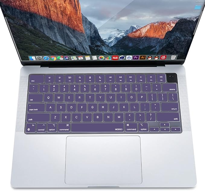 MOSISO Keyboard Cover Skin Compatible with MacBook Air 15 inch M3 A3114 M2 A2941/Air 13.6 A3113 A2681/Pro 14/16 M4 M3 M2 M1, Imperial Purple