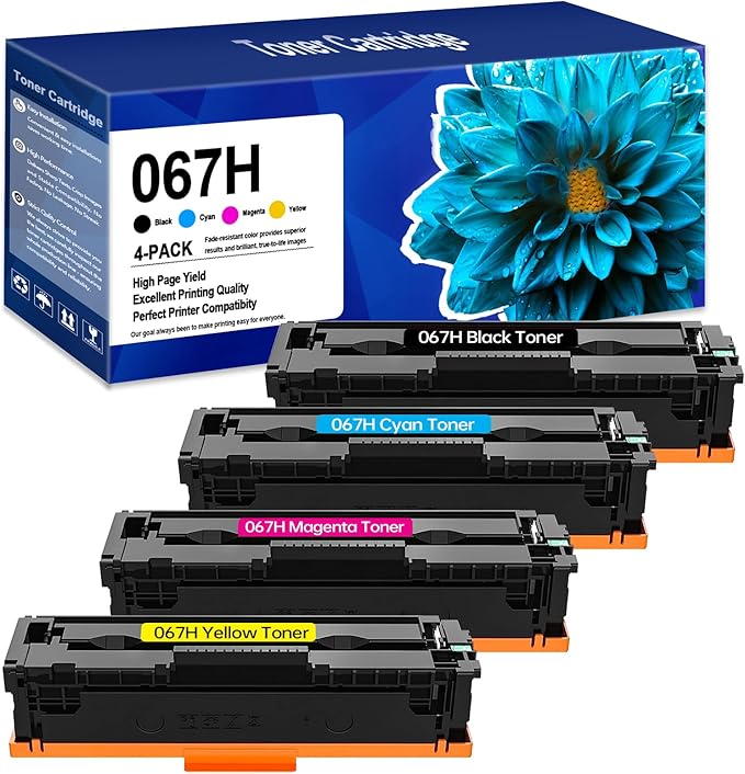 067H 067 MF656Cdw Toner Cartridge 4 Pack Set High Yield Compatible Replacement for Canon 067H 067 for Canon imageCLASS LBP633Cdw LBP632Cdw MF653Cdw MF654Cdw MF656Cdw Printer CRG-067H