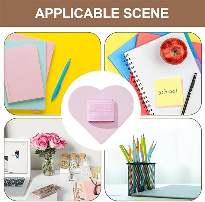 Set Of 7 Love Heart Shaped Pen Clip PU Leather Adhesive Pencils Holder Writing Supplies Laptops Accessories Cute Heart Shaped Pen Clip