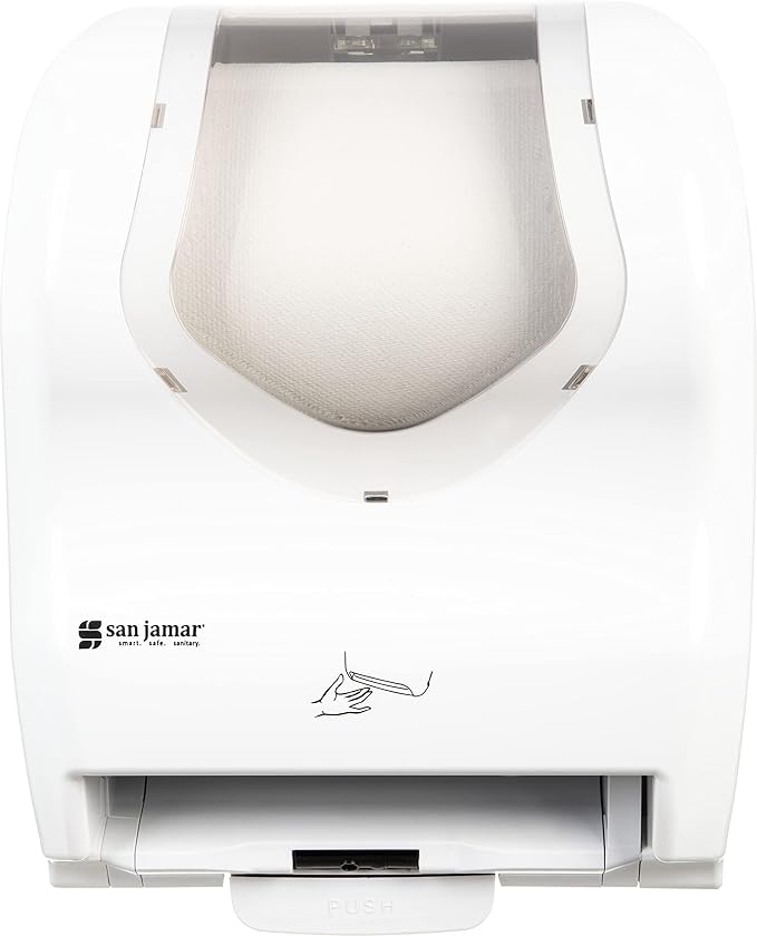 San Jamar Summit Paper Towel Dispenser Hybrid Dispenser for Bathroom, Kitchens, and Restaurants, Plastic, 10.25 x 16.75 x 13.25 Inches, White