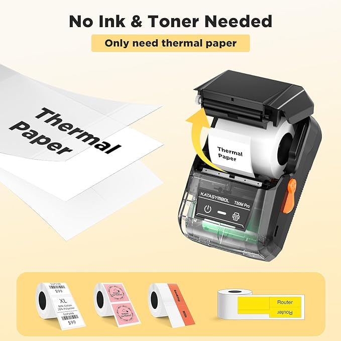 SUPVAN T50M Pro Bluetooth Label Maker Machine with 4 Tapes, Wide Waterproof Label, Versatile App with 40 Fonts and 450+ Icons, Inkless Labeler for Home, Kitchen, School, Office Organization, Black