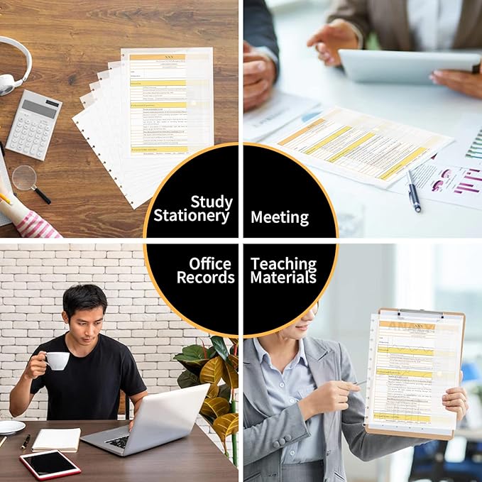 6 Pack 8.5 * 11inch Discbound Pocket Letter Size Discbound Planner Notebook Discbound Envelope Supplies for Office & School Home Work Organizer