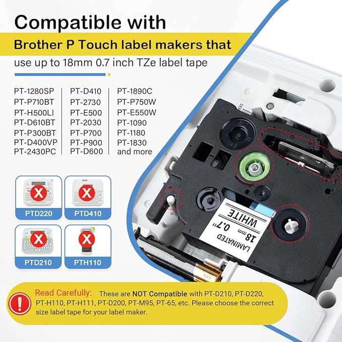 Labelife TZe TZ Tape 18mm 0.7" Laminated Compatible with Brother P Touch Label Tape 3/4 Inch TZe-241 TZe-441 TZe-541 TZe-641 TZe-741 for PTD410 PTD400 PTD610BT PTD600 PTP710BT PT-1880,5 Color