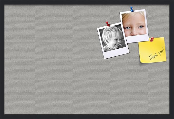 PinPix 36x24 Inch Cork Bulletin Board. This Decorative Framed Pin Board Comes with Dark Stone Design and a Satin Black Frame. Ideal for Home Office Decor or Message Board (PinPix-1808)