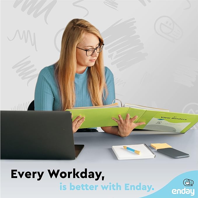 3 Slant D-Ring Binder 3 Inch Green, 3 in Clear View Cover with 2 Inside Pockets Binder, Heavy Duty Colored School Supplies Binders,Also Available in Red, Grey, Purple, Blue, Pink (24 PC) – by Enday