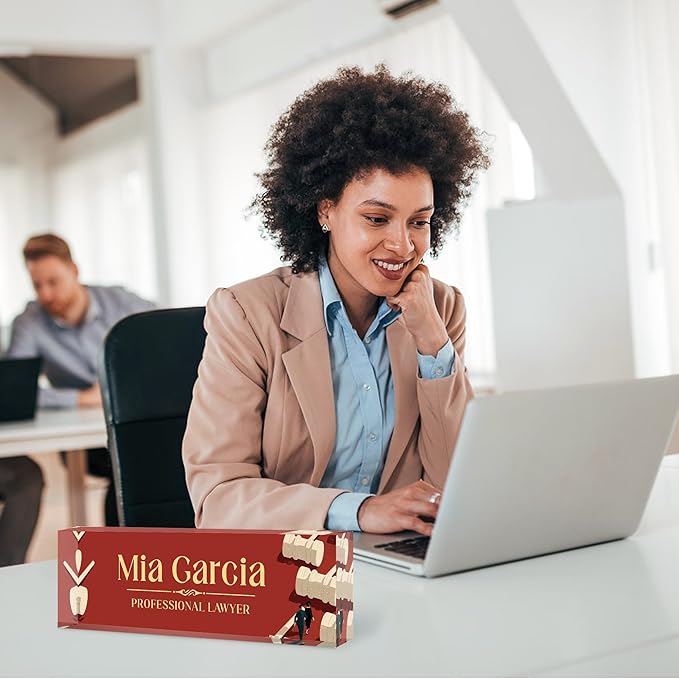 Custom Name Plate for Desk, Personalized Acrylic Office Name Sign with Name & Title, Elegant Desk Decor for Women Men, Employee Appreciation Gift (Lawyer-2)