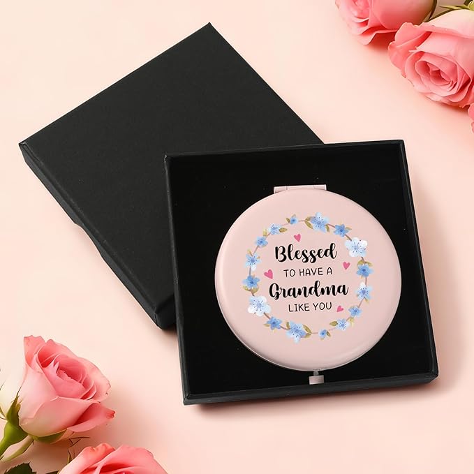 Grandma Stocking Stuffers Birthday Gifts for Grandma from Granddaughter Grandson Grandmother Compact Makeup Mirror Thanksgiving New Year Valentines for Nana