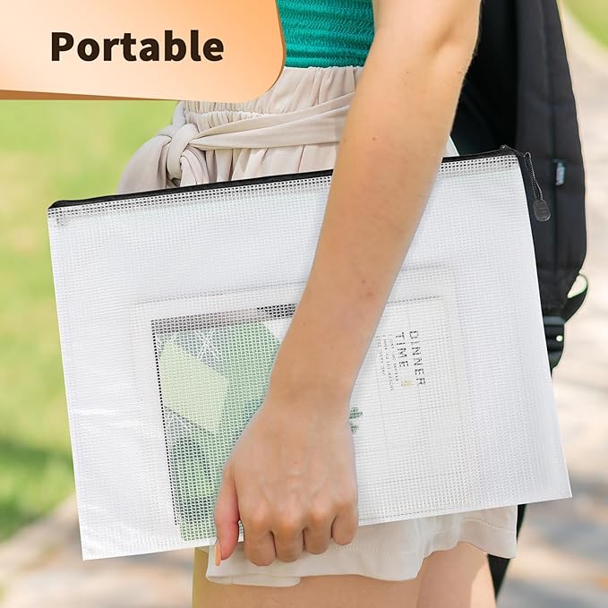 Umriox Zipper Mesh Document Pouch, 9.5x7.1 in (Black, 18 Packs), Clear Zipper Pouches, Waterproof Zipper Pouches for Office Supplies Cosmetics Travel Storage