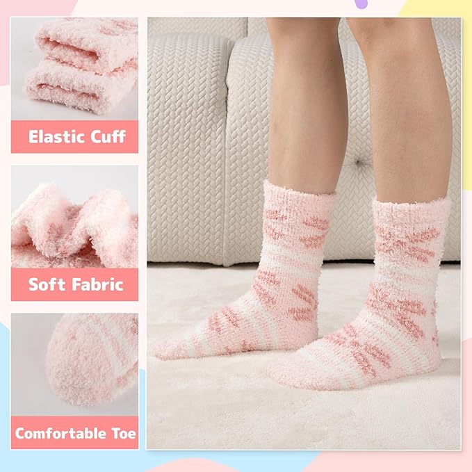 COOPLUS Fuzzy Socks for Women Warm Fluffy Cozy Winter Soft Home Slipper Socks (5 Pairs)