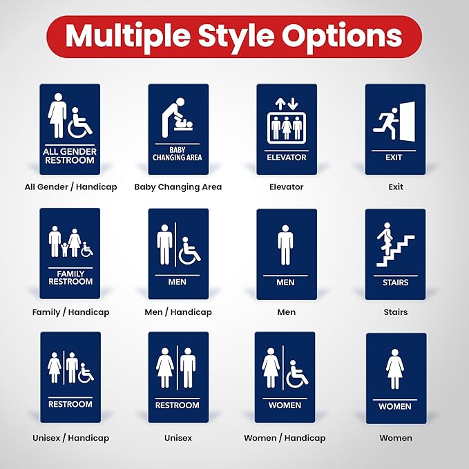 Promot Baby Changing Area Restroom Sign – ADA Braille Bathroom Sign for Business, Self-Adhesive, 9" x 6", Commercial Door Signage, Office Wall Decor - Blue