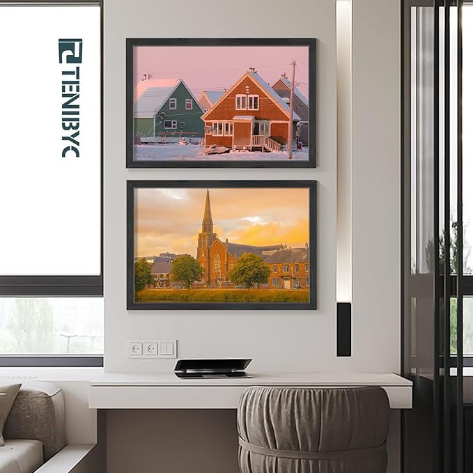 20x30 Poster Frames Set - 3 Pack - Black Solid Wood Picture Frame - Exclusive Woodgrain - Rooms, Offices, Gallery, Studio, and Hallway, Wall Display Decor