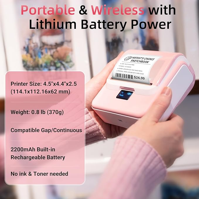 ORGSTA Label Maker Machine with Tape, T003 Thermal Label Maker, 3.15 Inch Bluetooth Label Printer Compatible with Phone & PC, Sticker Printer Barcode Thermal Maker for Small Business, Home, School