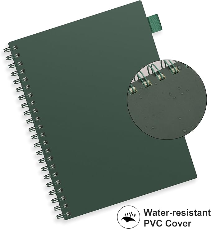 RETTACY Spiral College Ruled Notebook, 300 Pages, A4 Large Size (8.2" x 11.2"), for School, Work, Writing, Journaling, 100 GSM Thick Paper, Flexible Plastic Cover (Deep Green)