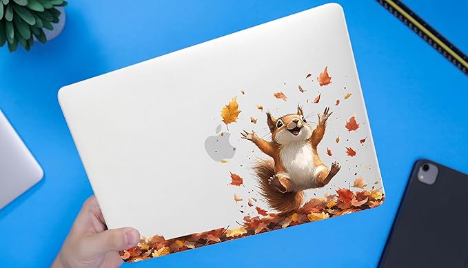 DTangLsm Compatible for MacBook Air 13 inch Case 2025 2024-2022 M4 M3 M2 A3240 A3113 A2681, Smooth Plastic Hard Shell Protective Cover for MacBook Air 13.6 Laptop Case+Keyboard Cover, Happy Squirrel