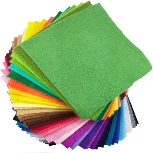 flic-flac 42pcs1.4mm Thick Soft Felt Fabric Sheet Assorted Color Felt Pack DIY Craft Sewing Squares Nonwoven Patchwork (10cm * 10cm)