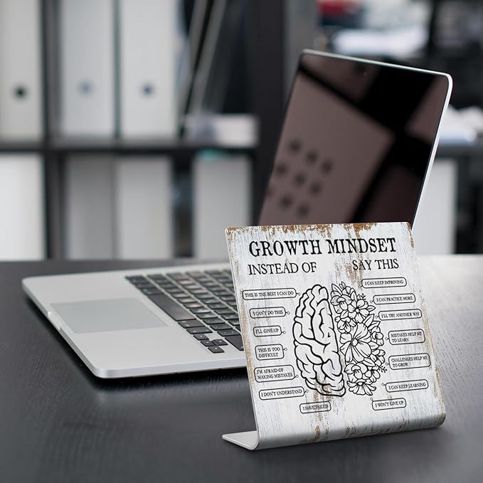 TRCENDE Growth Mindset Definition Plaque Desk Decor Office Shelf, Funny Work Colleague Gifts for Men Women, Mental Health Therapy Office Motivational Decor XUV112