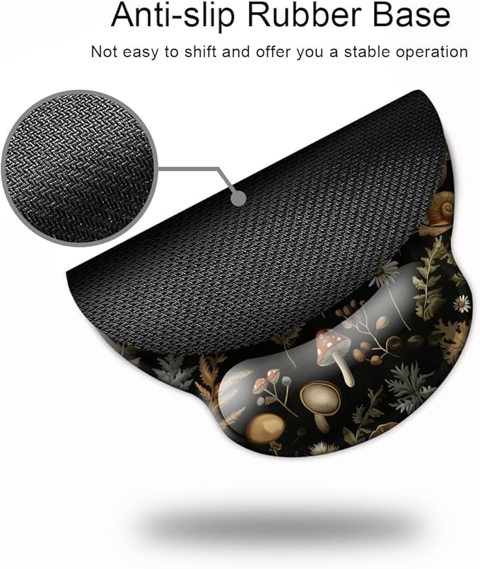 Ergonomic Mouse Pad with Wrist Support,Mouse Pad with Wrist Rest,Relieve Wrist Pain Mousepad Non-Slip Rubber Base,Mouse Pads for Desk,Computers,Laptop,Office,Home,Accessories Plant Mushroom