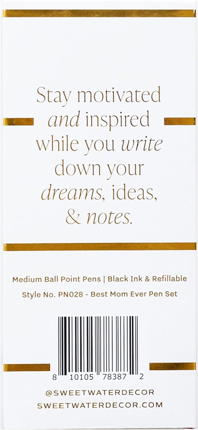 Sweet Water Decor Best Mom Ever Metal Pen Set - Refillable Weighted Pen Sets for Women, Cute Pen Sets for Women - Pink Office Accessories - Gifts for Mom, Mother's Day