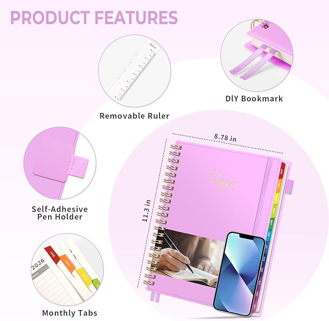 EMSHOI 2026 Appointment Book, A4 15-Minute Hourly Planner, JAN 2026 - DEC 2026, Daily Weekly Monthly, 100GSM Thick Paper, PVC Cover, Colorful Tabs - for Work, School, Salon Scheduling