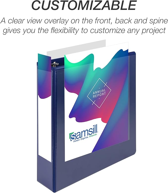 Samsill Durable 2 inch 3 Ring Binder, Made in USA, D Ring Binder, FSC 100% Recycled Chipboard, Blue, 12 Pack