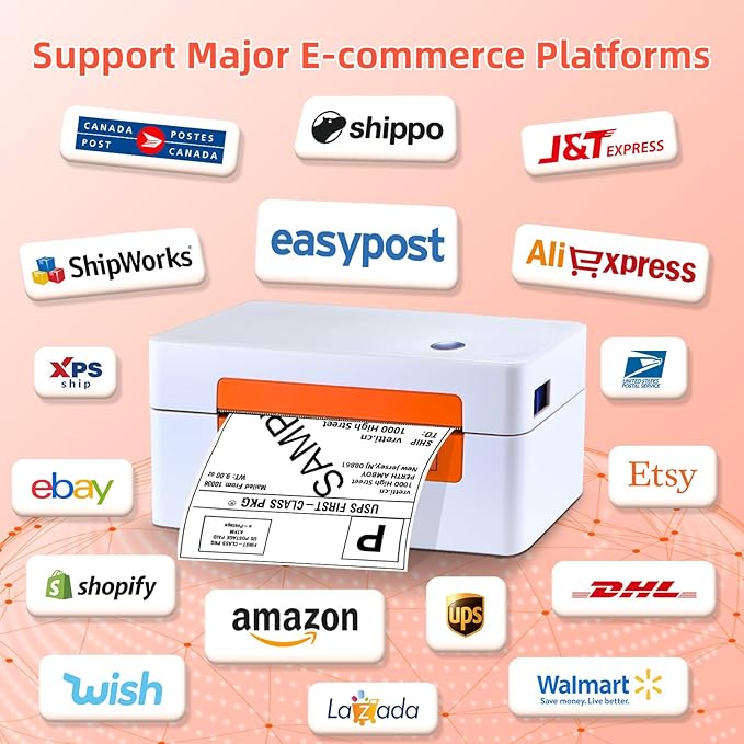 vretti USB Shipping Label Printer - 4x6 Thermal Label Printer for Shipping Packages Small Business Office or Home,Widely Used for Amazon, Ebay, Shopify, Etsy, USPS Amazon, Ebay, Shopify, Etsy, USPS