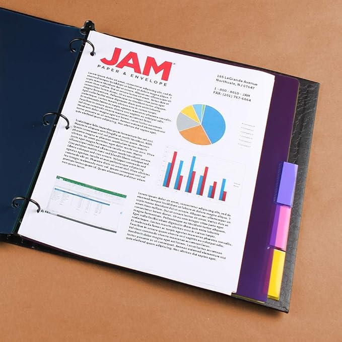 JAM PAPER Plastic Index 5-Tab Dividers - 9 3/4 x 11 1/2 - Assorted Multi-Color - 2 Packs of 5 Tabs/Set