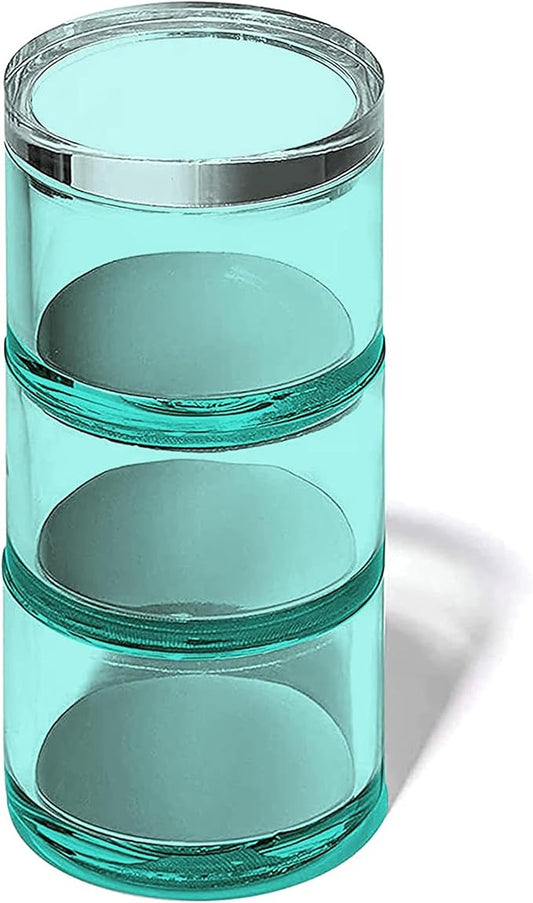 OfficeGoods 3-Tier Stackable Acrylic Holder- Stylish Desk Organizer and Storage for Office or Home –Transparent Round Design, Green with Silver Metal Base
