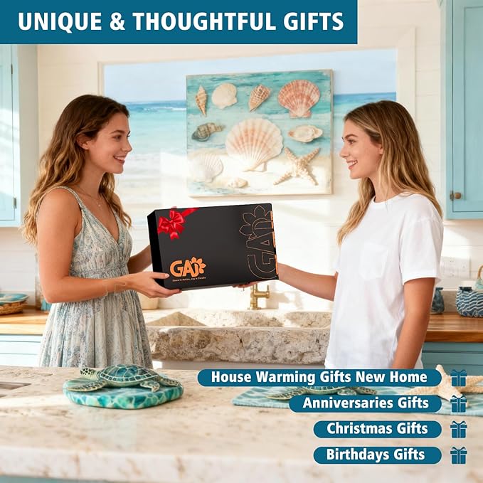 Turtle Paper Towel Holder Countertop, 3D Modern Marine Kitchen Counter Decor, Cute Resin Turtle Wooden Stand for Bathroom & Home Indoor Table, Winter Xmas Gift for Women, Housewarming Gifts, Blue