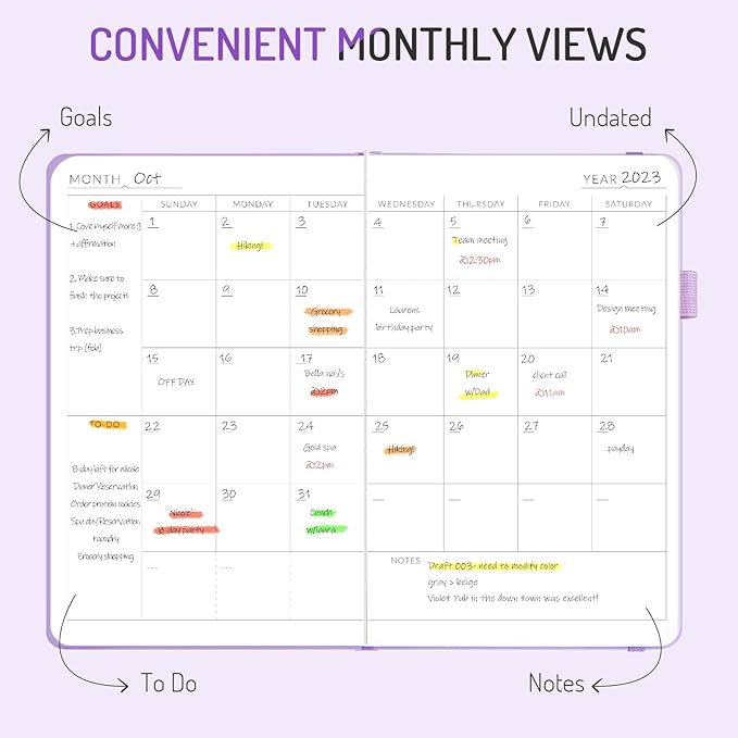 Undated Weekly Planner for 2025, Forvencer Simplified Daily & Weekly & Monthly Calendar Planner, Cute Daily Organizer Notebook, Agenda Journal to Track Goals & Tasks, Start Anytime, A5 Size, Sky Blue