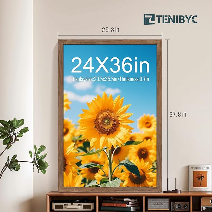 24x36 Poster Frame 4 Pack, Brown Walnut Wood Picture Frame, Suitable for Photos, Puzzles, Paintings & Maps, Wall Hanging