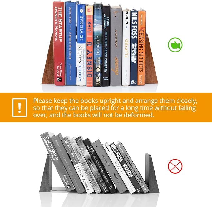 Wood Handmade Heavy Duty Bookends for Shelves Decorative Book Ends to Hold Books for Office