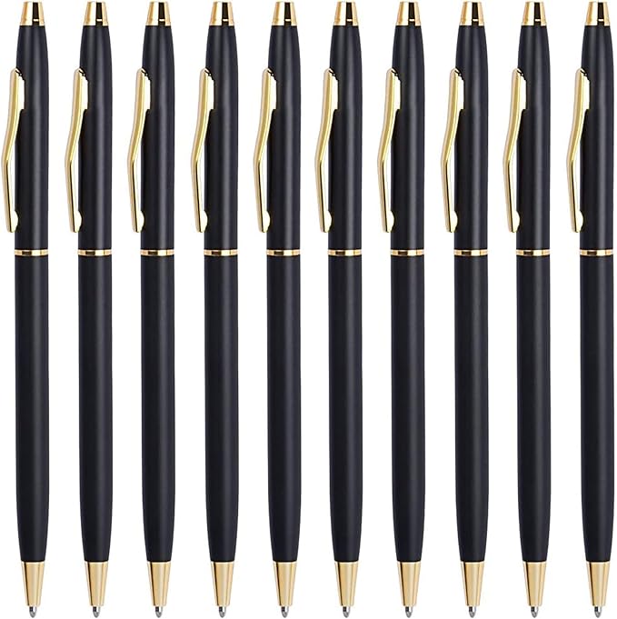 Cambond Black Pens Ballpoint Pens - Black Ink Bulk 1.0 mm Medium Point Smooth Writing Office Pens for Men Women Police Uniform Office Business, 10 Pack (Black)