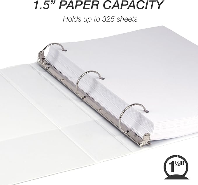 Samsill Economy 1.5 Inch 3 Ring Binder Bulk Pallet, Made in The USA, Round Ring Binder, Customizable Clear View Cover, White, Pallet of 720 Binders in 60 Cartons